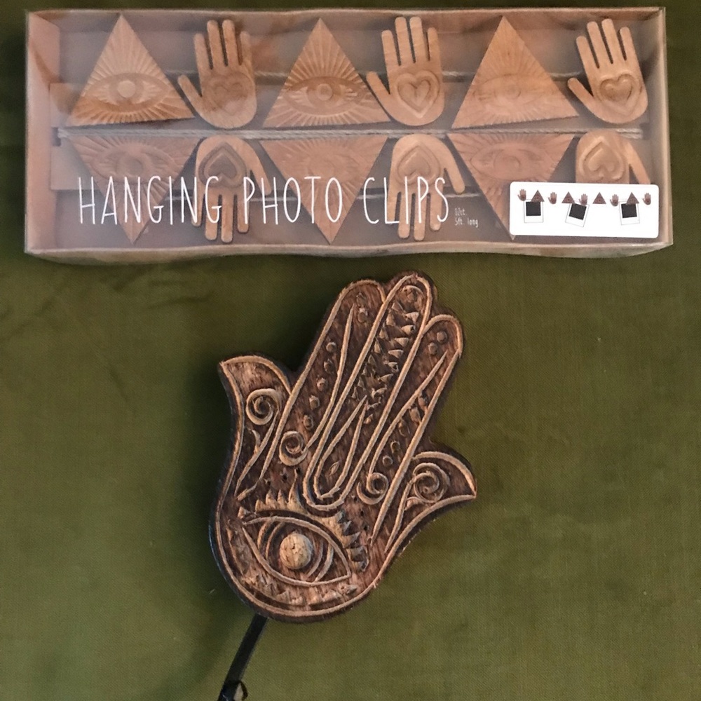 Urban Outfitters Boho Hand Wall Hook & Photo Clips